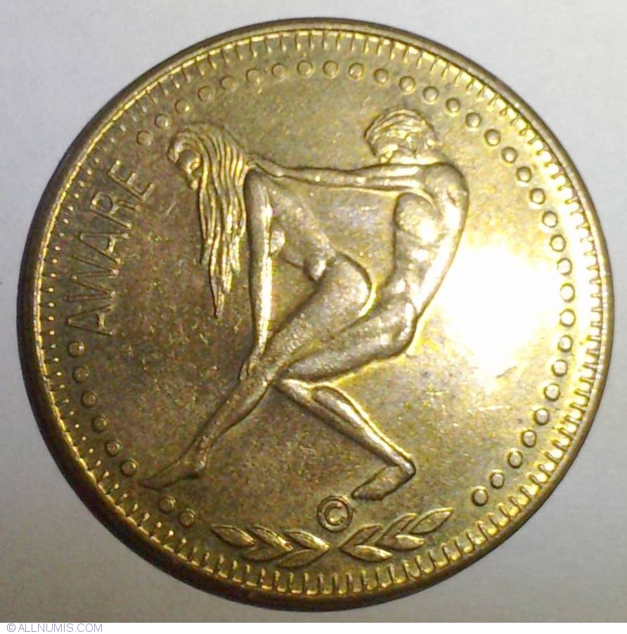 Capricorn Vintage Bronze Capricorn Nude Token Coin Medal