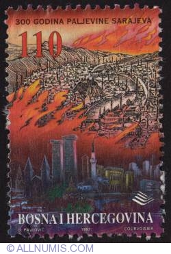 110 Dinar - 300th years fire-arson in Sarajevo 1997