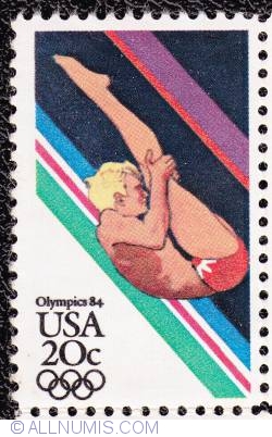 20¢ Los Angeles Summer Olympics-Diving 1984