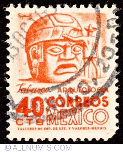 Image #1 of 40cts Olmec Head, La Venta Park - Tabasco 1951