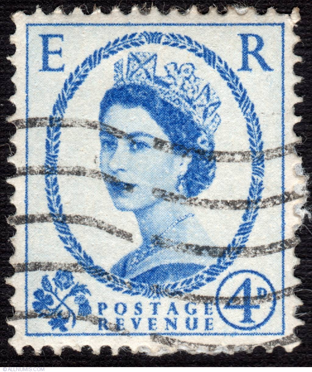 4D 1958 - Wilding Queen Elizabeth II, 1958 - Great Britain - Stamp - 7492