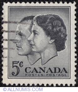 Image #1 of 5¢ 1957 - Queen Elizabeth II & Prince Philip