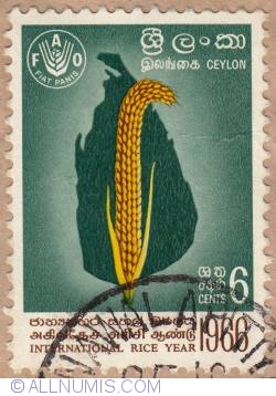 6 Cents FAO International rice year 1966