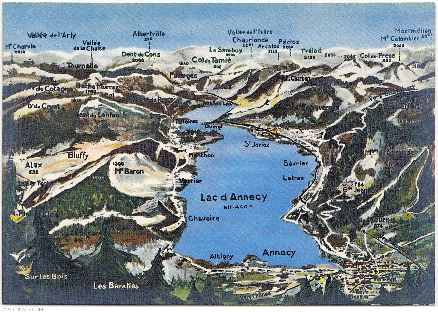 Annecy Harta Lacului Annecy Fran A Carte Po Tal 8019   Annecy Lake Map 1189 18233292a93a3dcL 