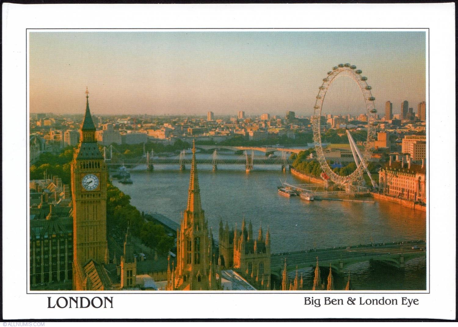 London 701 Big Ben And London Eye London By Fisa Great Britain And Uk Postcard 8668