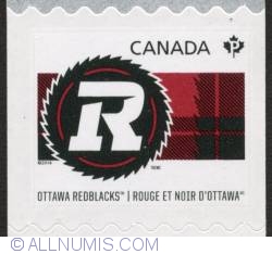 P 2014 - Ottawa REDBLACKS Strip of 4 domestic stamps