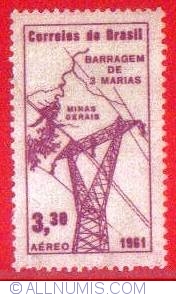 Image #1 of 3,30 Cruzeiros 1961 - Barrage „Treˆs Marias“ Brazilia