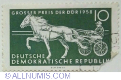 10 Pfennig 1958 - horserace "Grosser Preis der DDR 1958", Berlin & Hoppegarten