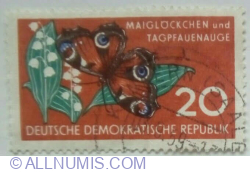 20 Pfennig 1959 - European peacock (Aglais io), Lily-of-the-Valley (Convalla