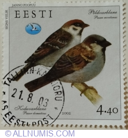 4,40 Kroon 2002 - Eurasian Tree Sparrow (Passer montanus), House Sparrow (Pass