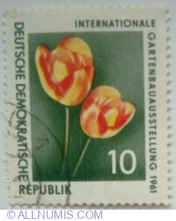 10 Pfennig 1961 - Garden show - Tulips (Tulipa Gesneriana)