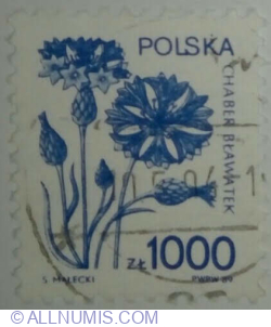 1.000 Zloty 1989 - Blue corn flower (Centaurea cyanus)