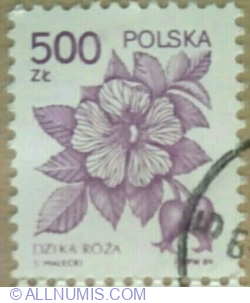500 Zloty 1989 - Wild Rose (Rosa canina)