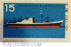 15 Pfennig 1957 - Modern Passenger Freighter