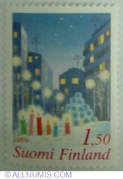 Image #1 of 1,50 Markka 1989 - Christmas, Decorated Street