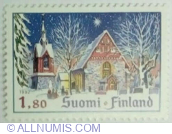 Image #1 of 1,80 Markka 1992 - Christmas, St. Lawrence Church, Vantaa (15th-century)