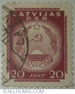 Image #1 of 20 Santīms 1940 - Coat of Arms of Latvian SSR