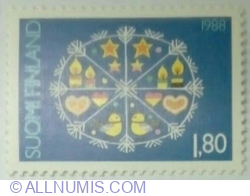 Image #1 of 1,80 Markka 1988 - Christmas, Snow Crystal with Christmas Symbols