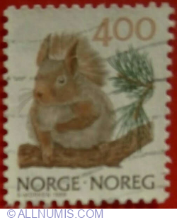 Image #1 of 4 Kroner 1989 - Eurasian Red Squirrel (Sciurus vulgaris)