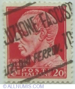 20 Centesimi 1945 - Julius Caesar (100-44 B.C.) - Without Fasces, No Watermark