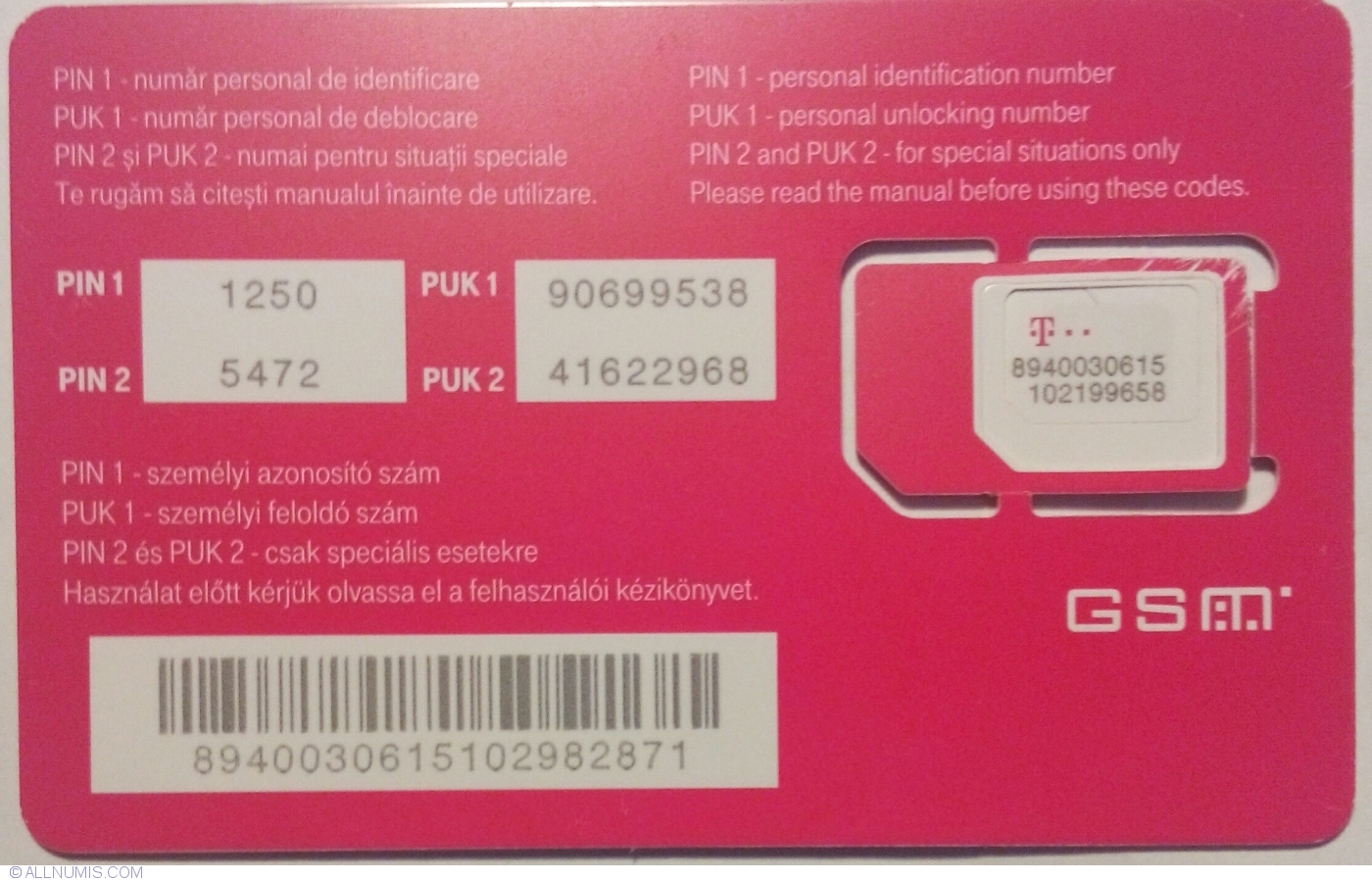 clip Infidelity nitrogen Telekom - Cartela 4 G, Telekom - SIM Card - Romania - Token - 35101