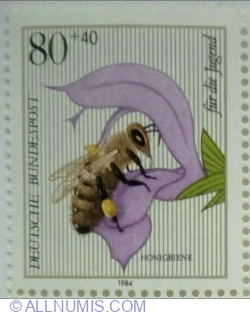 80+40 pfennig 1984 - Honey bee (Apis mellifera), meadow sage (Salvia pratensis)