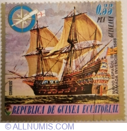 0,55 peseta 1975 - Spanish Armada Warship (1588)