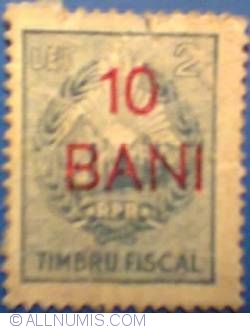 2 Lei 1952 - Timbru fiscal (supratipar 10 Bani)