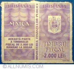 2000 Lei 2002 - Matca - Fiscal stamp
