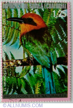 Image #1 of 1,25 Peseta 1974 - Broad-billed Motmot (Electron platyrhynchum)