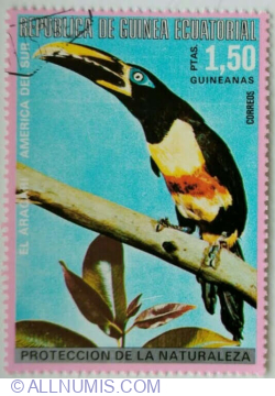 Image #1 of 1,50 Peseta 1974 - Chestnut-eared Aracari (Pteroglossus castanotus)