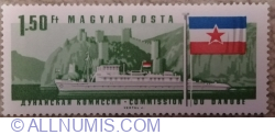 Image #1 of 1,50 Forint 1967 - Diesel Tug Szekszárd, Golubac Fortress and Yugoslav Flag