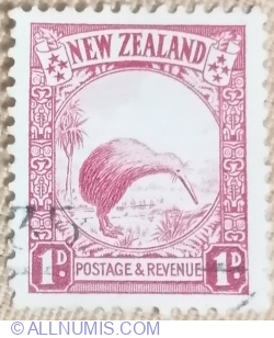 1 Penny 1935 - Brown Kiwi (Apteryx australis)