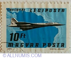 10 Forint 1977 - "Concorde" (Air France) over South America
