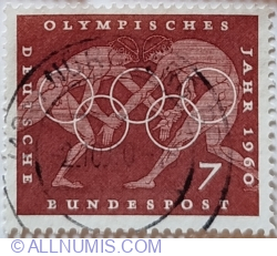 7 Pfennig 1960 - Wrestling, Greek vase paintings, Olympic rings