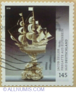 Image #1 of 145 Eurocent 2016 - Ivory Frigate supported by Neptune, carving by Jacob Zeller