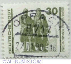 Image #1 of 30 Pfennig 1990 - Goethe-Schiller Monument, Weimar