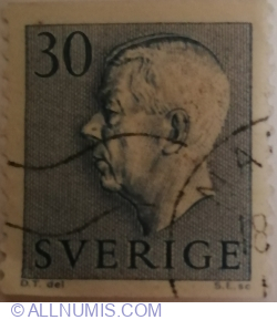 30 öre 1957 - King Gustaf VI Adolf - with imprint
