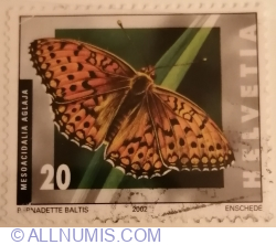 20 Centimes 2002 - Dark Green Fritillary (Mesoacidalia aglaja)