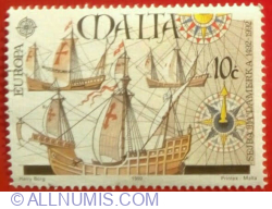 Image #1 of 10 Cent 1992 - Carrack "Santa Maria", Caravels "Nina" and "Pinta"