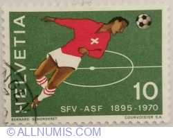 10 Centimes 1970 - Football Player Making a Header