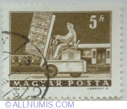 5 Forint 1964 - Hydraulic lift truck & mail car.