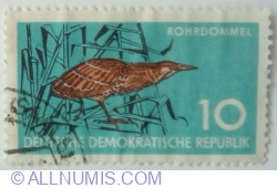 10 Pfennig 1959 - Bittern (Botaurus stellaris), Common Reed (Phragmites commun
