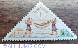 1 Franc 1961 -  Tax  - Palanquin bearer