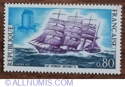 0.8 Franc 1971 -  Ship - Cape Hornier Maloin "The Antoinette"