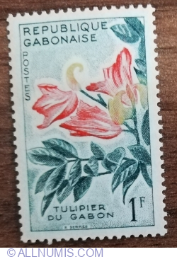 Image #1 of 1 Franc 1961 - Flora - Lalea africană (Spathodeum campanulata)