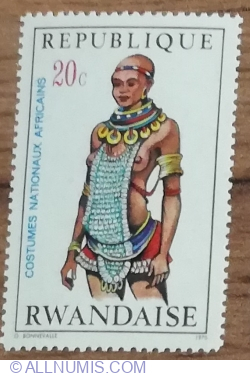 20 Santime 1970 -  National African costumes - Tharaka meru woman, East Africa
