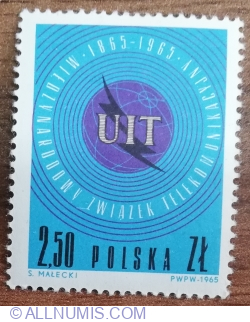 Image #1 of 2,50 Zloty 1965 - U.I.T. (Uniunea Internațională a Telecomunicațiilor), Centenar