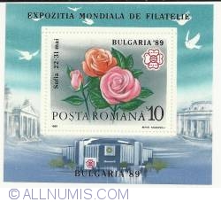 10 Lei - Expozitia Mondiala de Filatelie "Bulgaria '89"