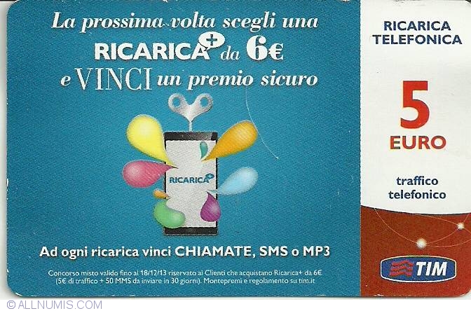 lur delikat Ødelæggelse 5 Euro - RICARICA + da 6 €, TIM - Recharge Card - Italy - Token - 23974